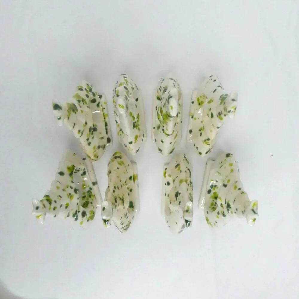 Set Speckled Christmas Tree Divided Tray and 8 Napkin Rings Ceramic ONE REPAIRED